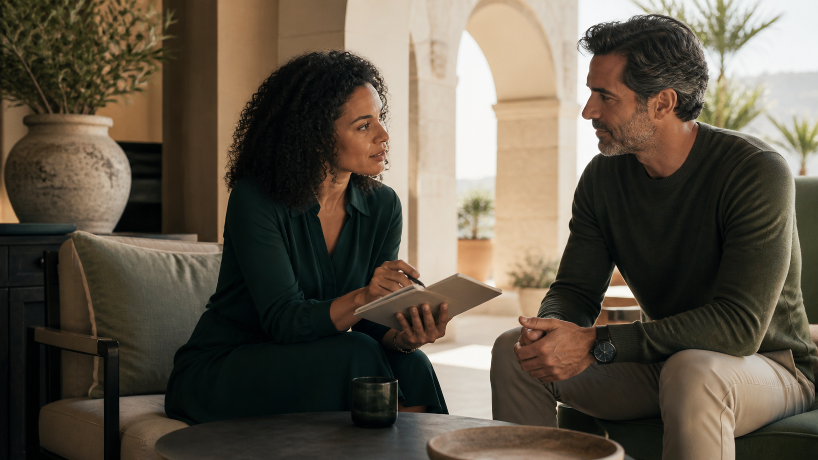 A Mavro care coordinator having a calm conversation with a prospective patient